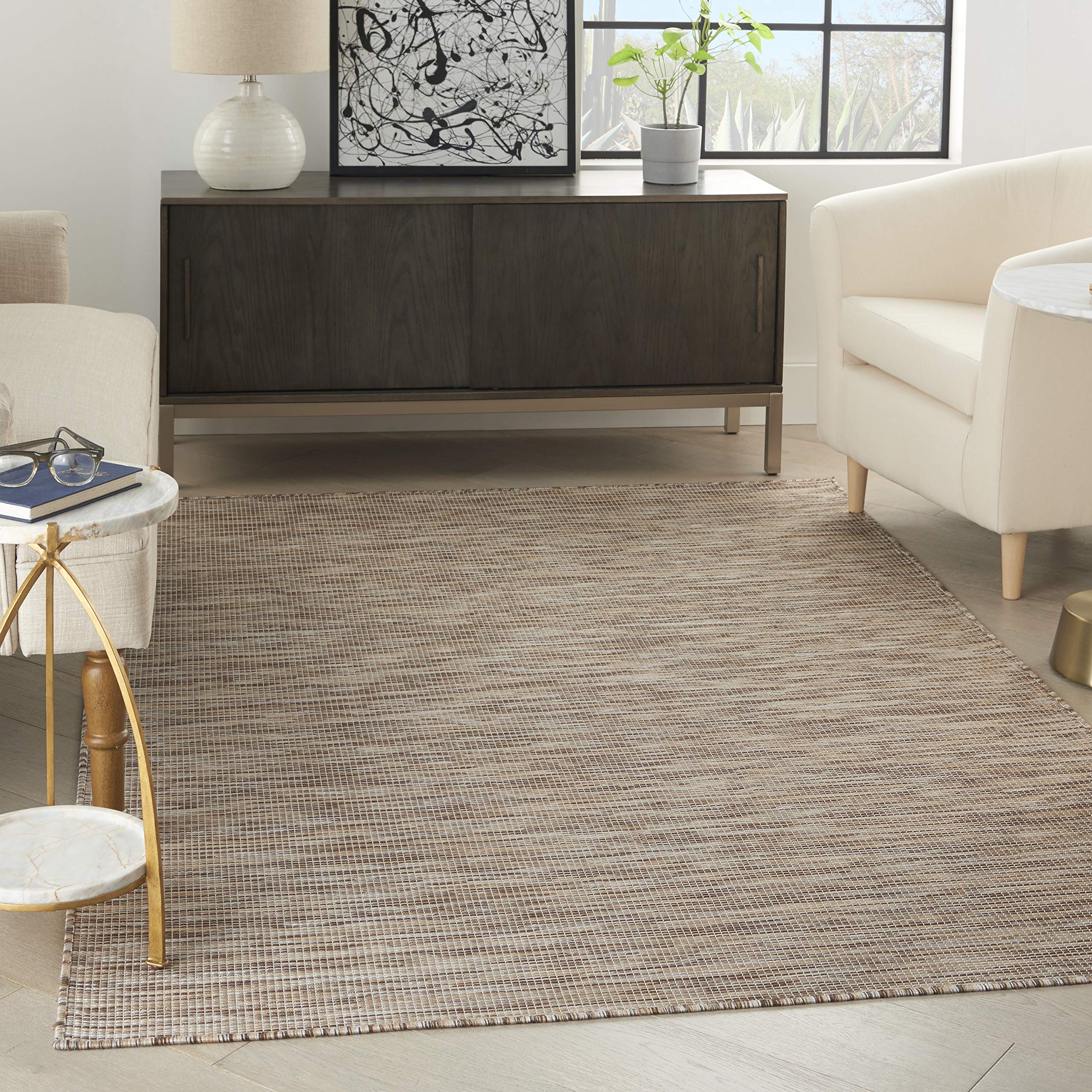 Nourison Positano Beige Outdoor Rug 3' x 5' front view