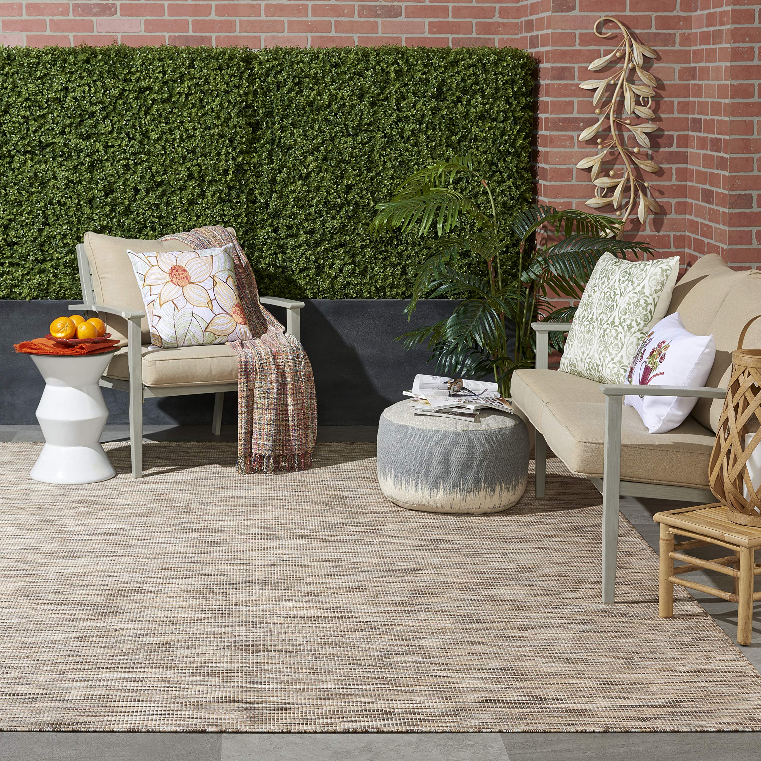 Nourison Positano beige runner rug in a dining room setting