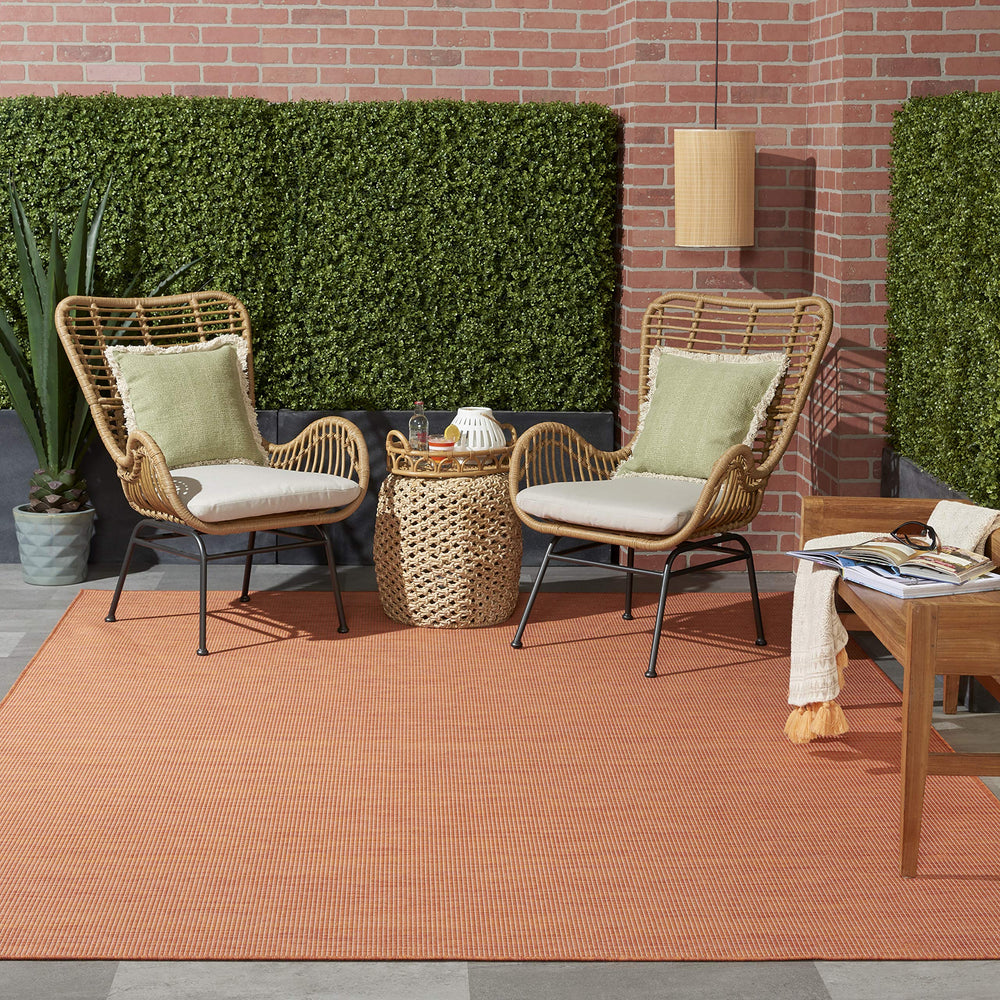 Nourison Positano Terracotta Outdoor Runner Rug close-up texture