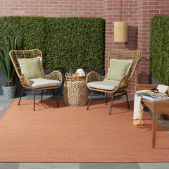 Nourison Positano Terracotta Outdoor Runner Rug close-up texture