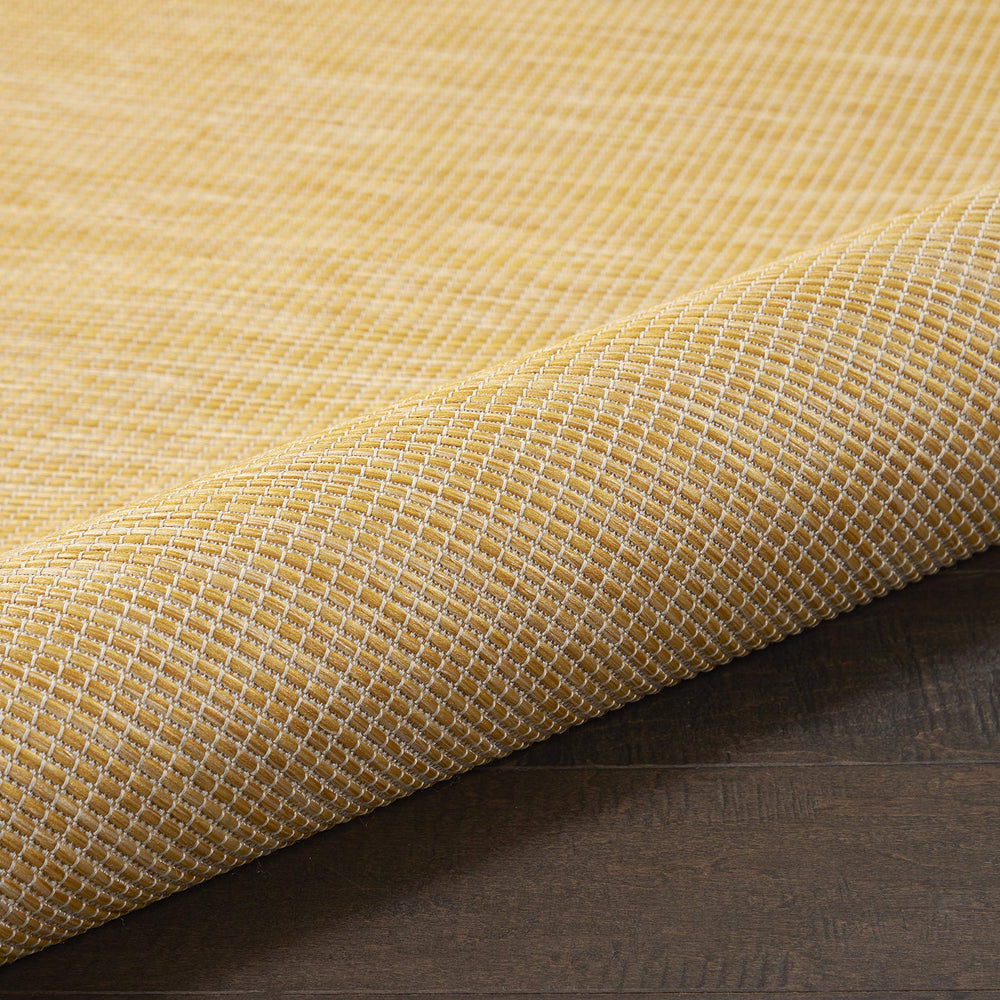 Nourison Positano Yellow Outdoor Runner Rug, close-up of striated yarns