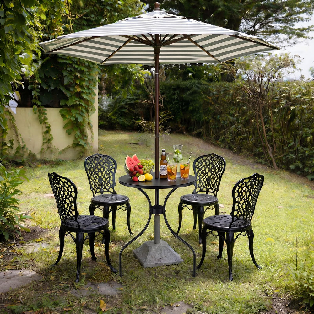 Novabright patio umbrella table with drinks on it