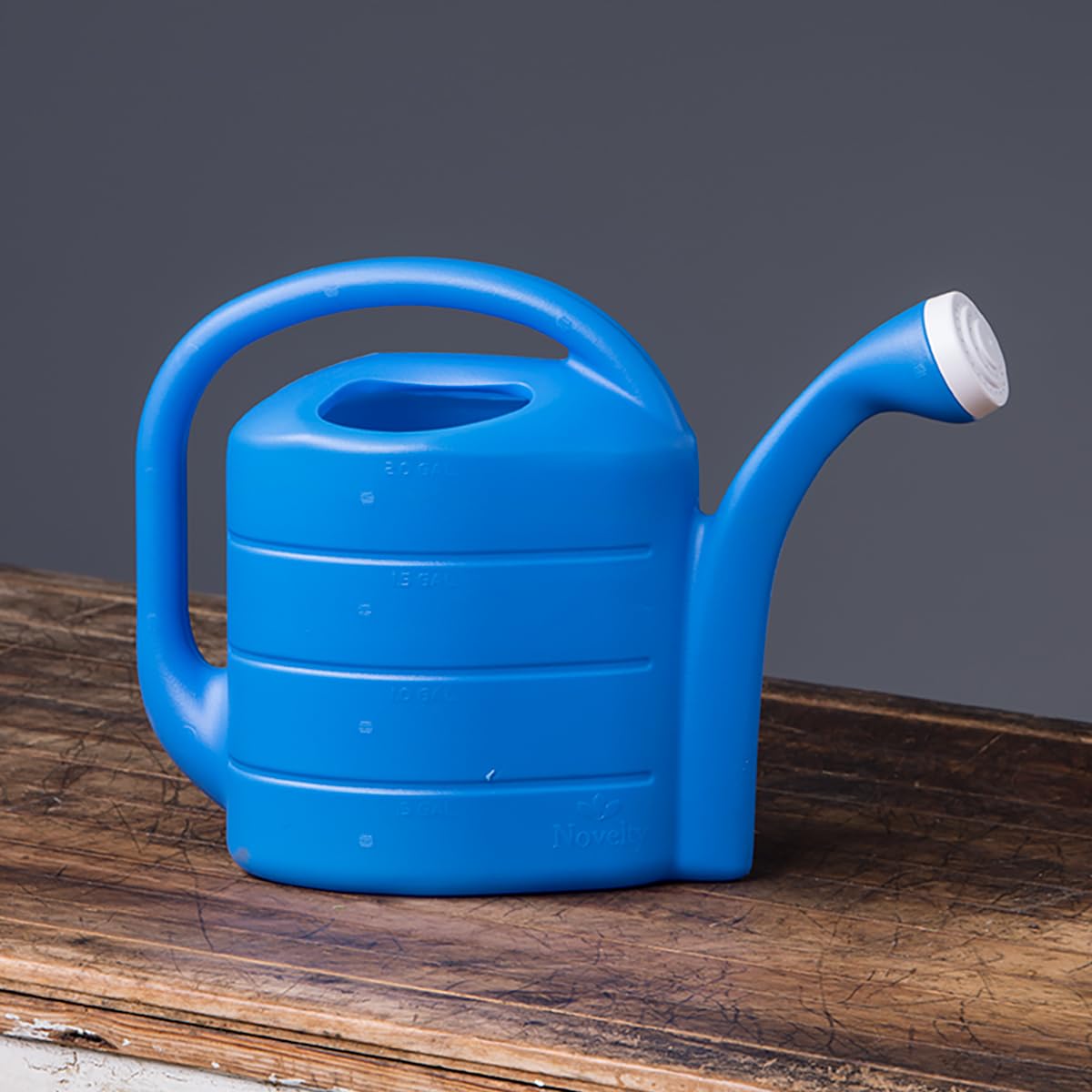 Novelty 2 Gallon Deluxe Watering Can side view with attached nozzle