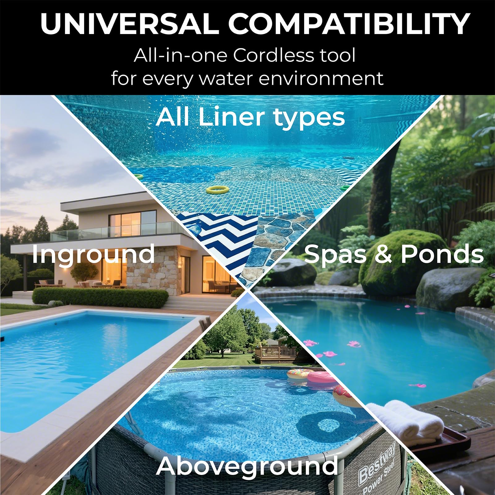 NOVOQUE 16V Cordless Handheld Pool Vacuum with aluminum pole