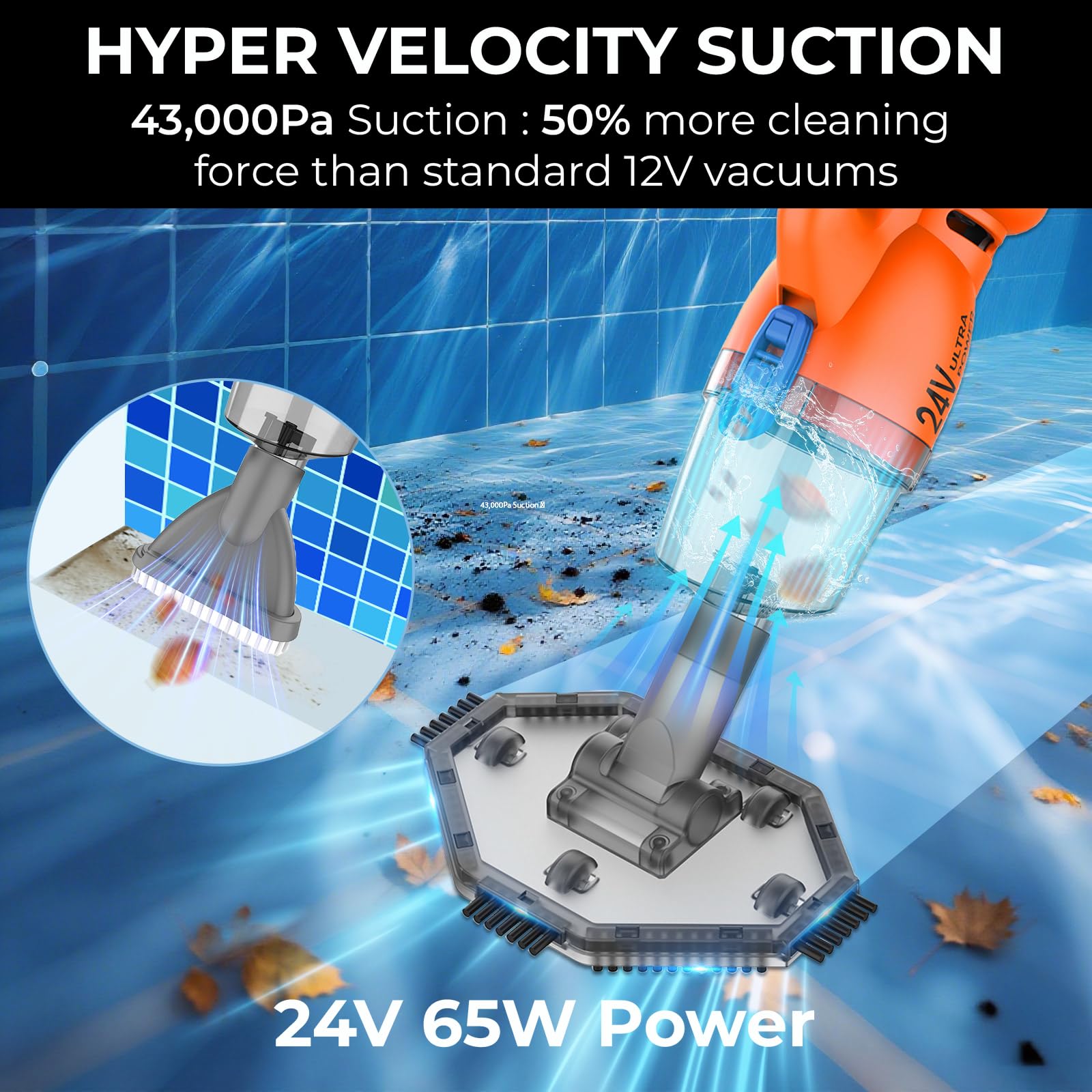 NOVOQUE 24V Handheld Pool Vacuum with filtration system