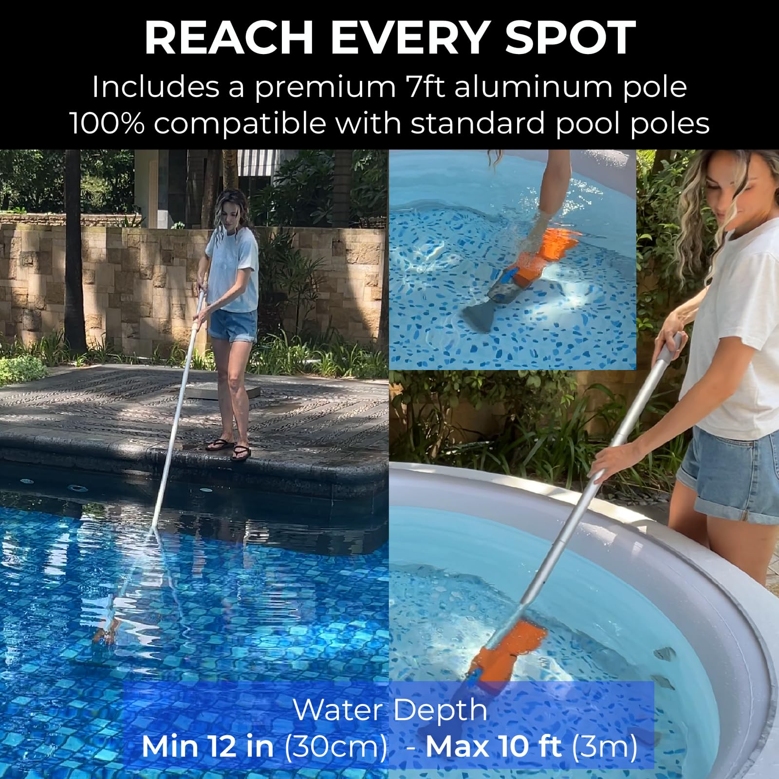 NOVOQUE vacuum in use cleaning a pool