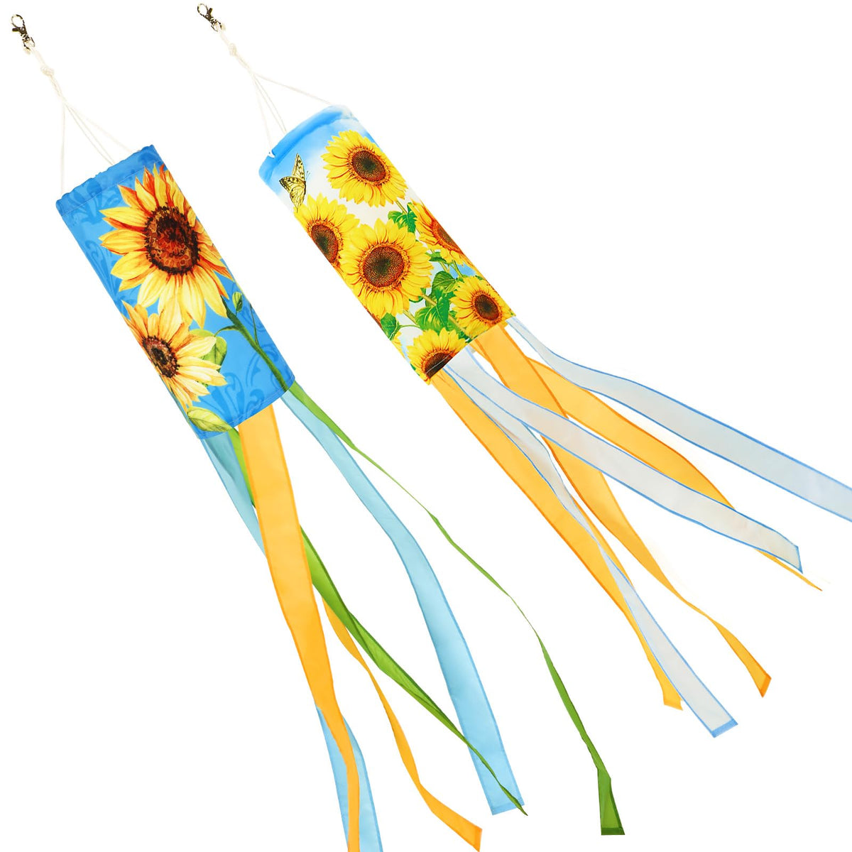 NOVWANG 40 Inch Sunflower Windsock front view with vibrant patterns