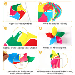 NOVWANG Rainbow Pinwheels in a garden setting