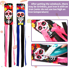 NOVWANG sugar skull windsock hanging in garden