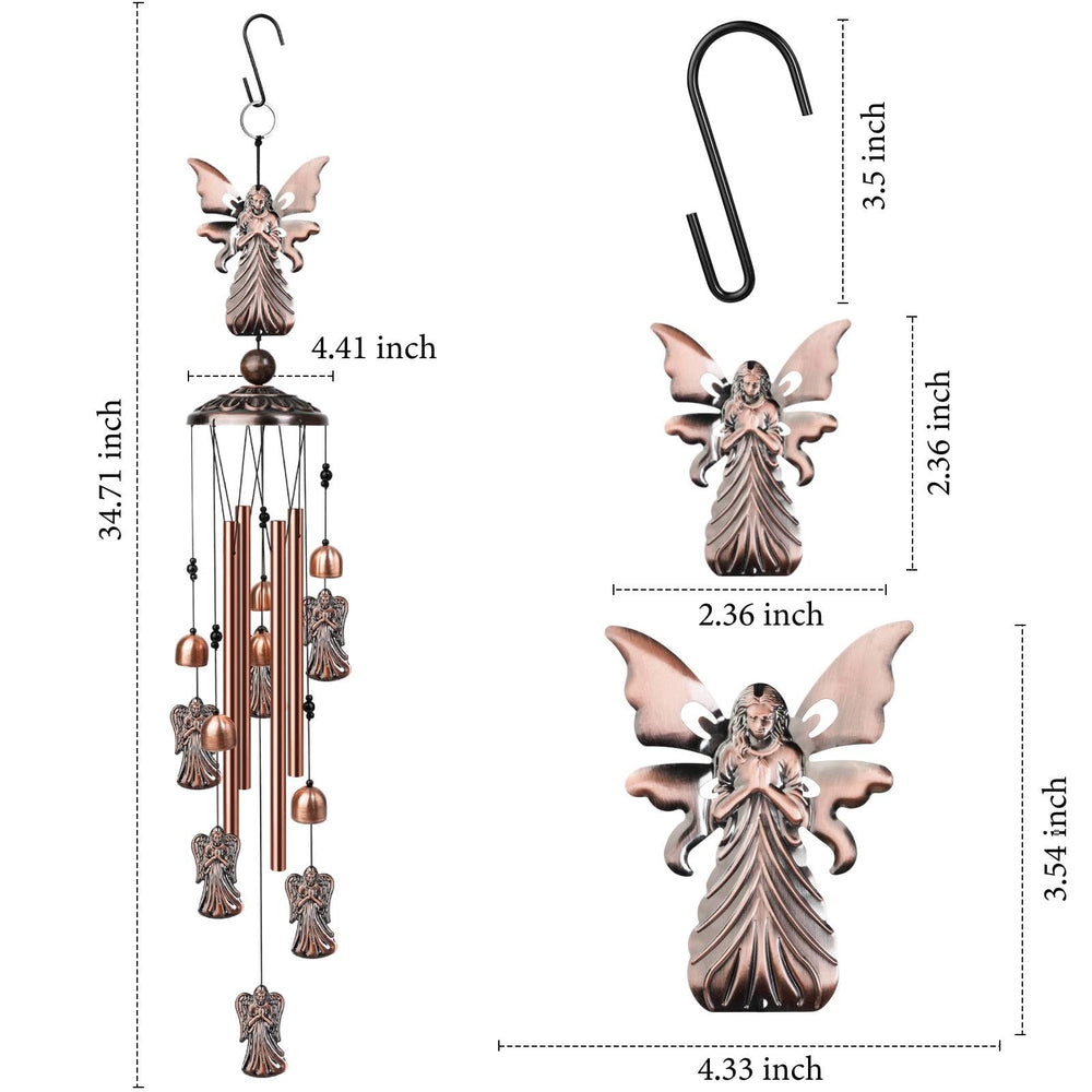 Nowpis Angel Wind Chimes with six smaller angels and bell charms
