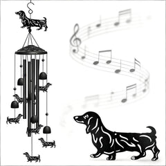 Nowpis Dachshund Wind Chimes in black with six small dachshunds