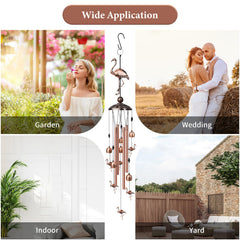 Nowpis Flamingo Wind Chimes hanging in a garden setting