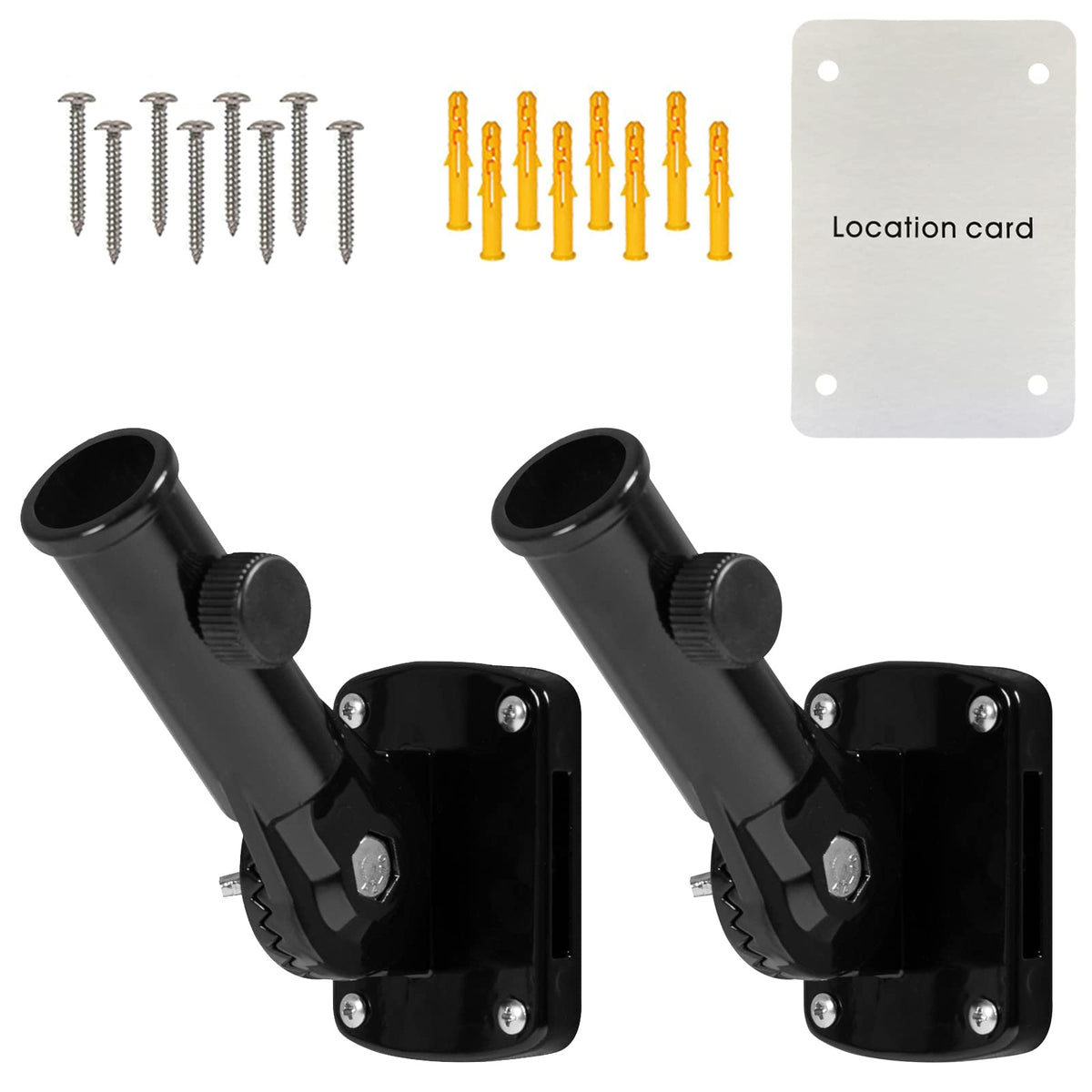 NQ flag pole holder adjustable bracket front view in black