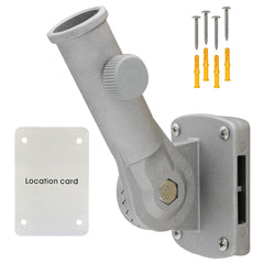 NQ flag pole holder adjustable bracket front view in silver