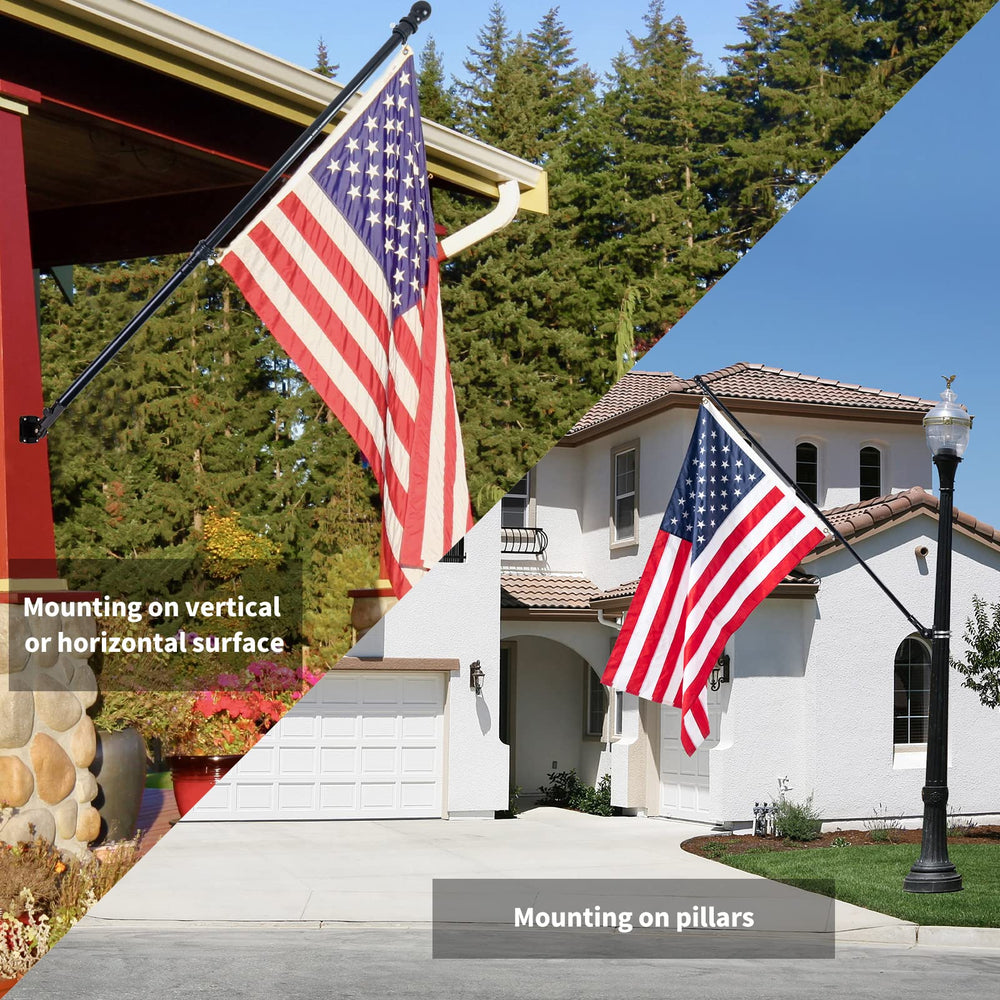 NQ flag pole holder adjustable bracket on a balcony railing