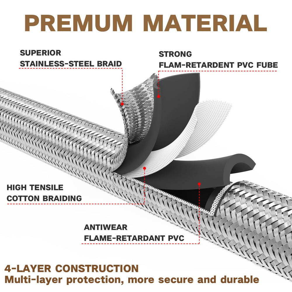 NQN 24FT propane hose connected to a grill