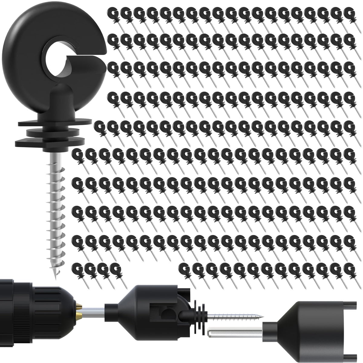 NQN Electric Fence Insulator pack showing 200 pieces