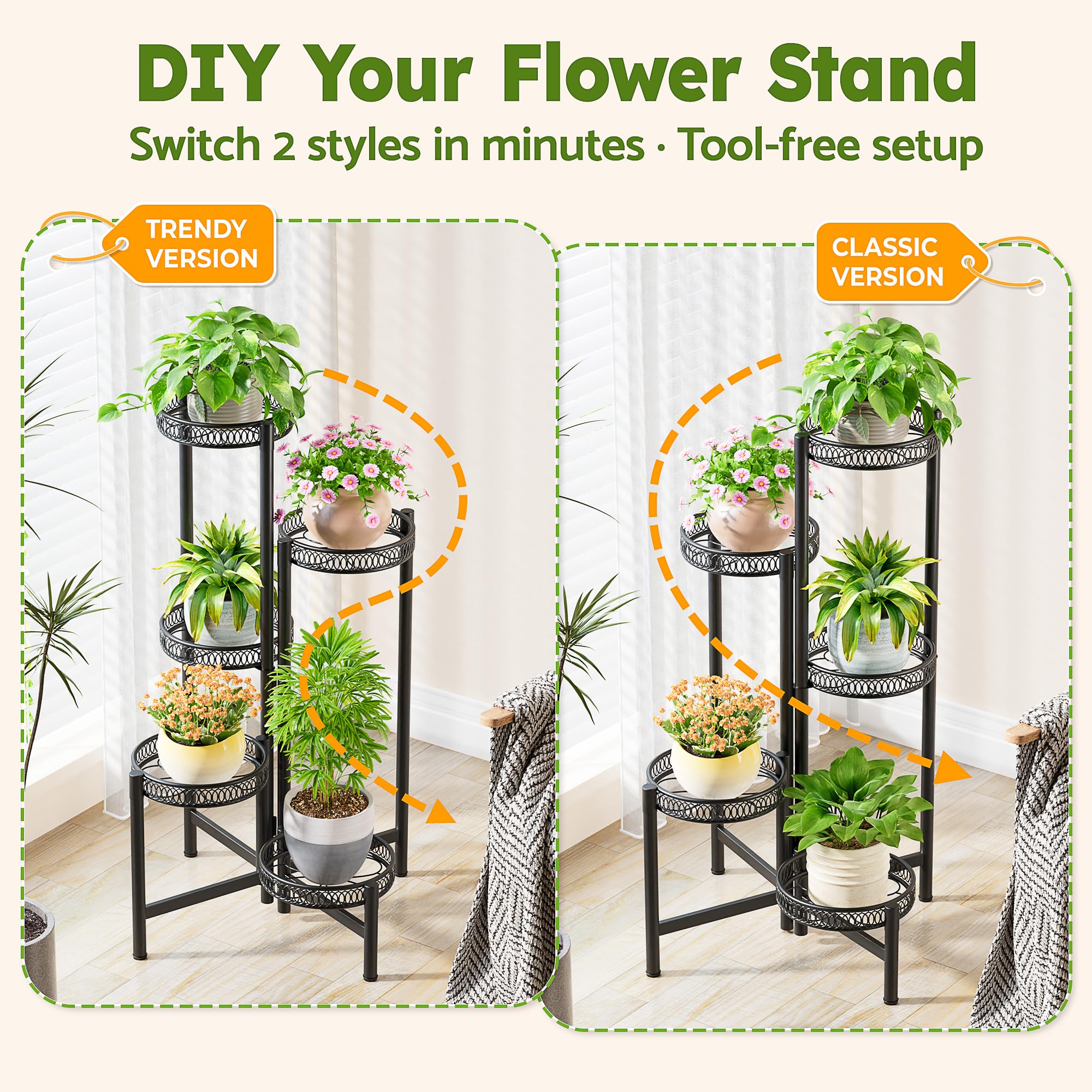 NQW folding plant stand in a corner setting
