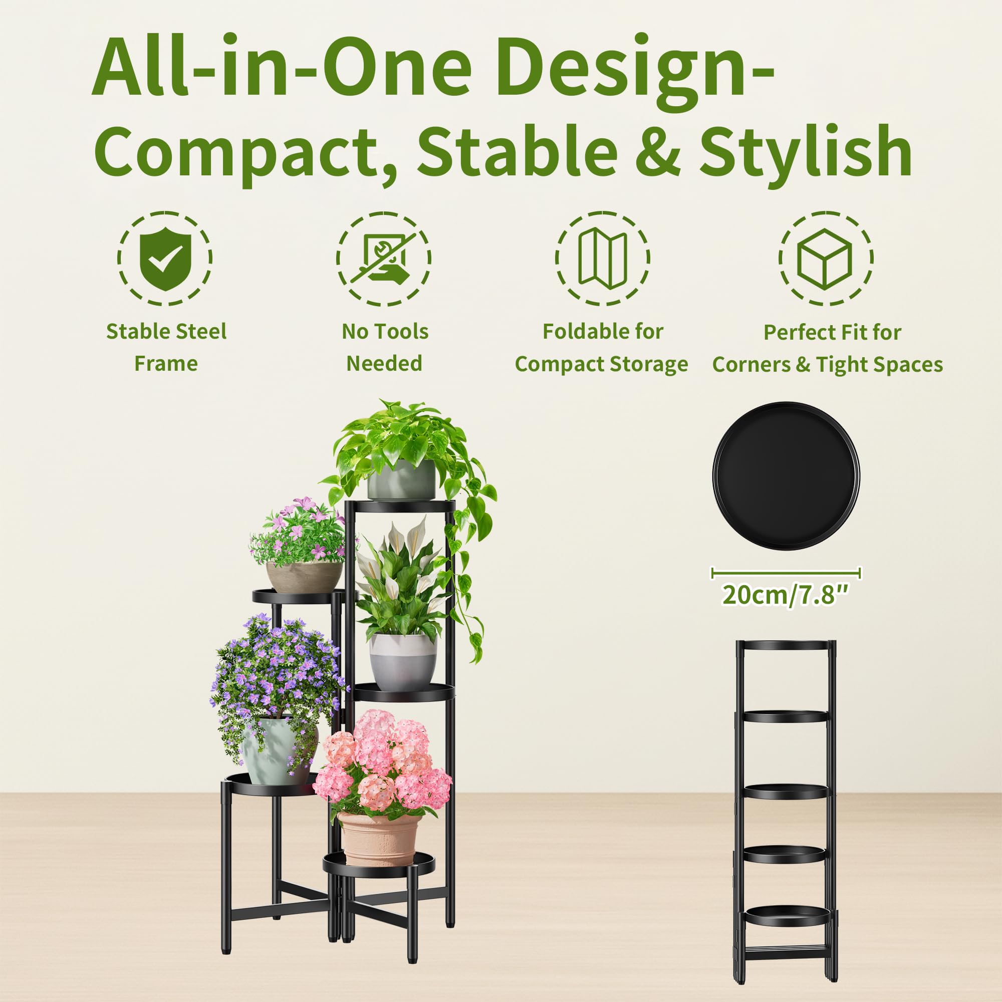 NQW plant stand in a living room setting with multiple plants
