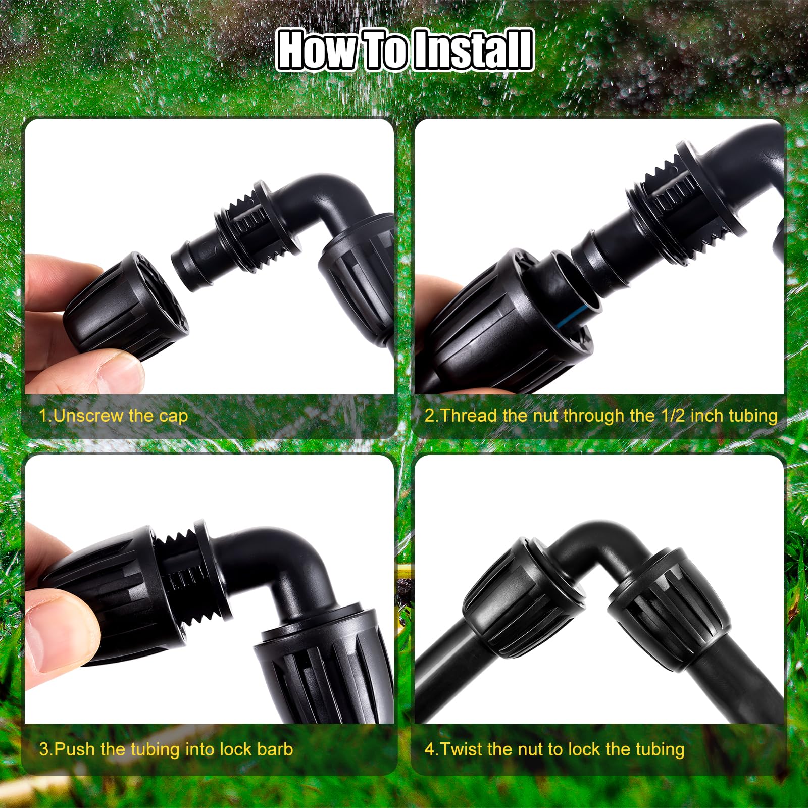 NRWRTY 12pc elbow fittings in black plastic material