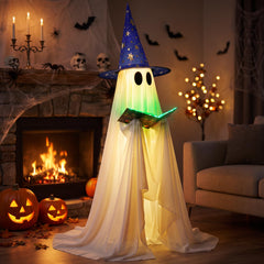 Nsoyos 53-inch Halloween ghost decoration with witch hat and spellbook