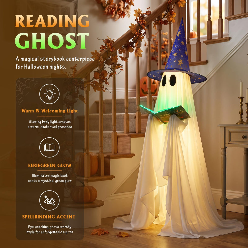 Nsoyos Halloween ghost decoration glowing in green light