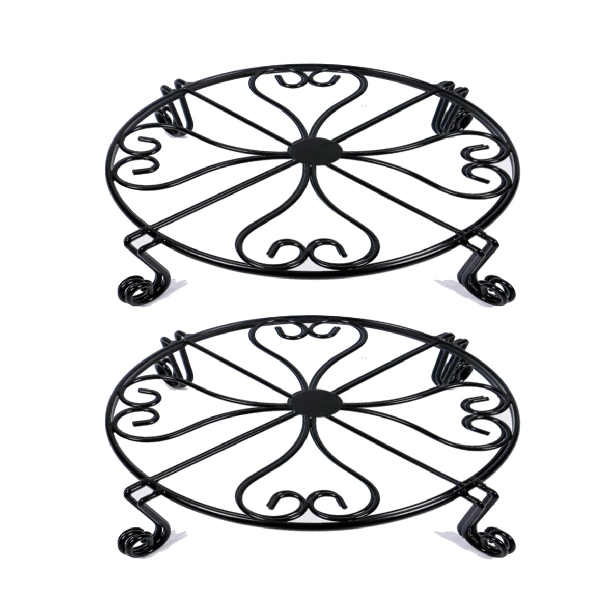 NSYOOMH 10-inch metal plant stand black front view