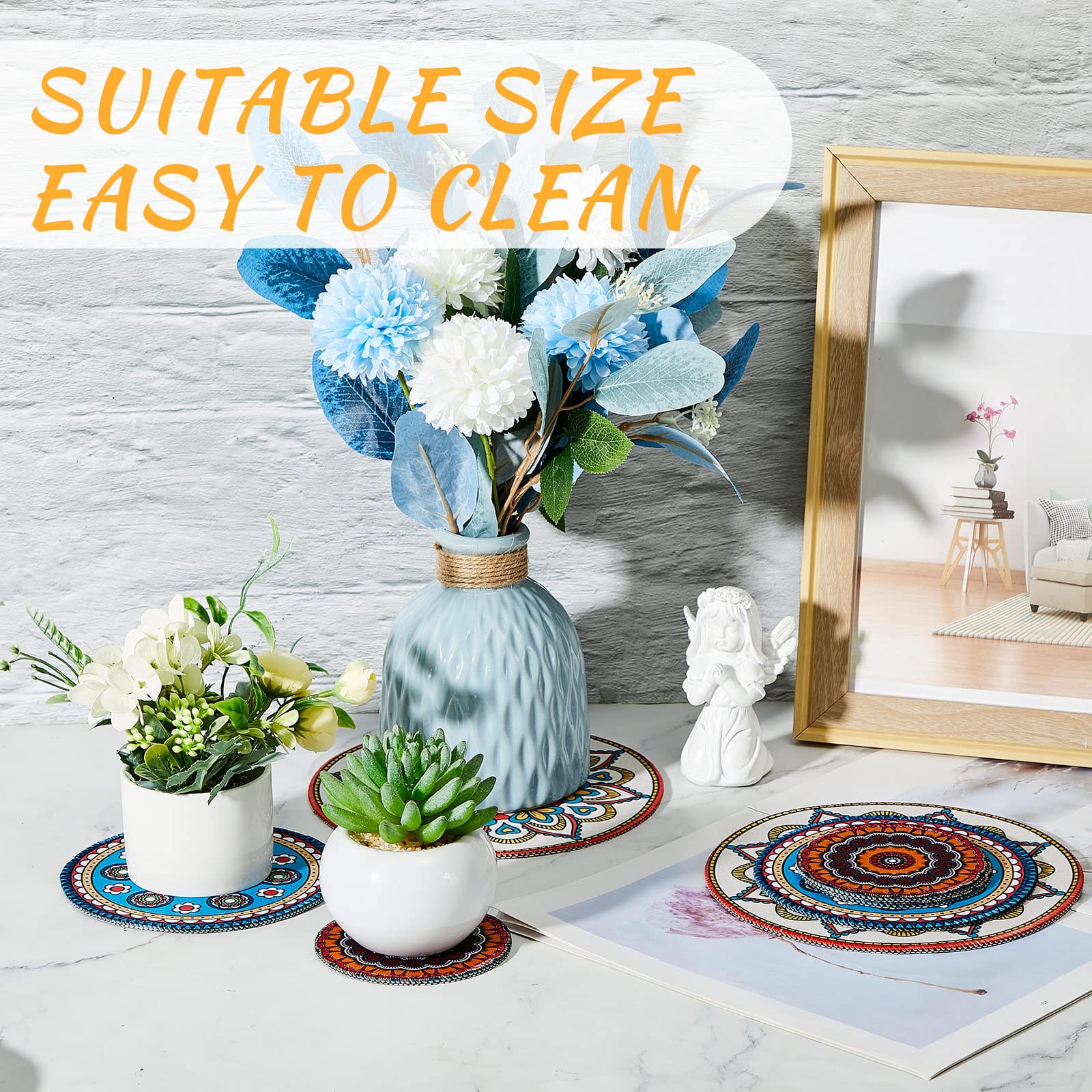 Nuanchu Boho Plant Coaster with rubber back for stability