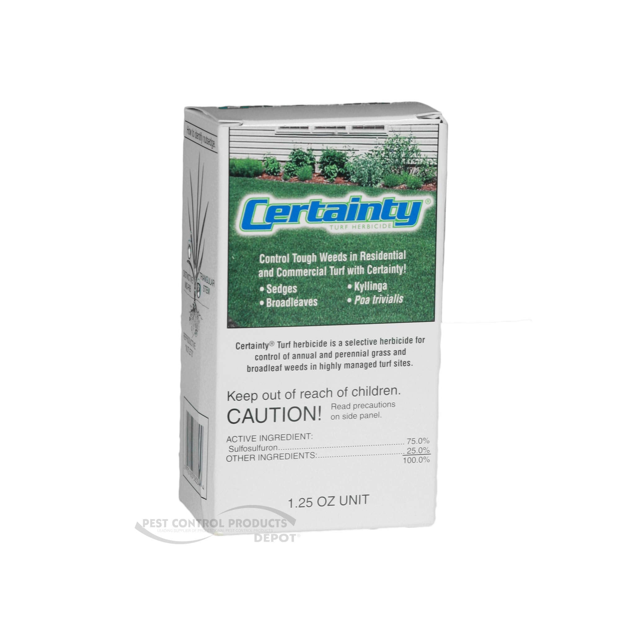 Nufarm Certainty Turf Herbicide 1.25 oz box side view
