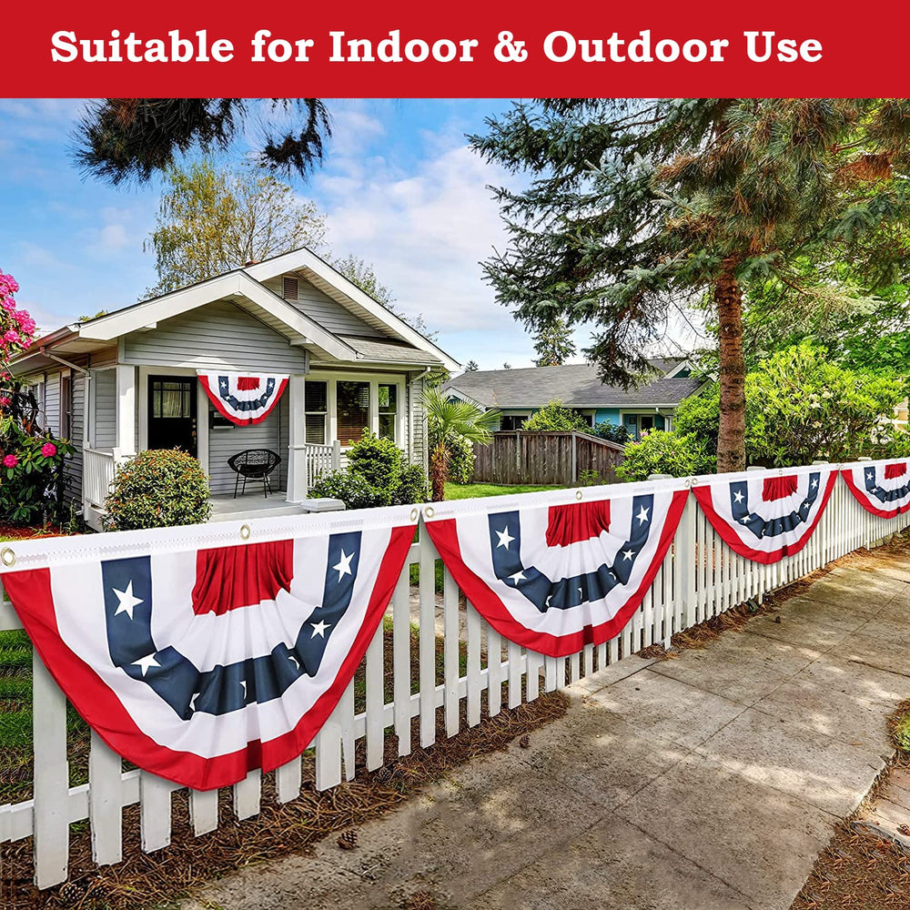 NUOLAN 3x6 Ft USA flag bunting hanging on porch