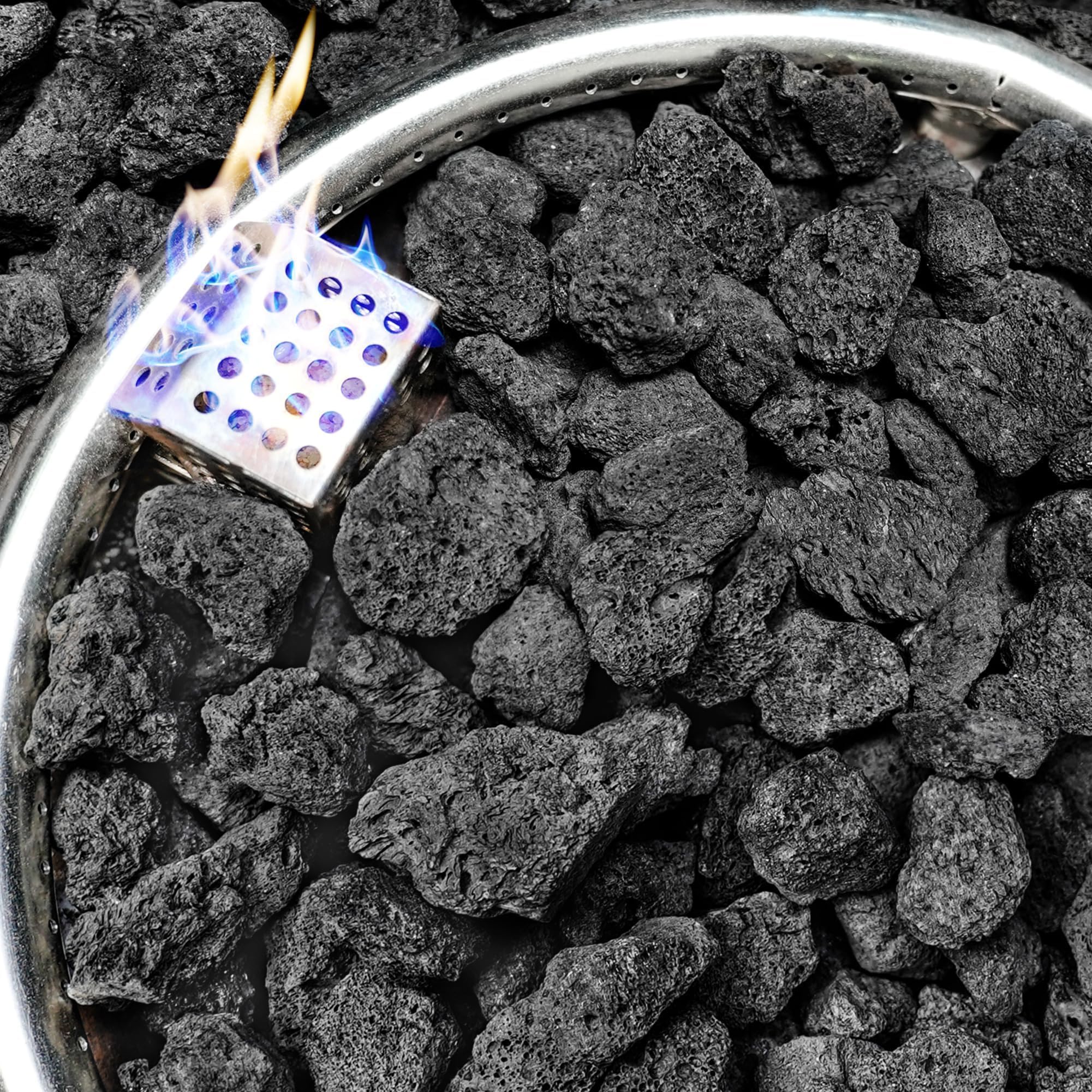 NUPICK 10lb Black Lava Rocks in packaging