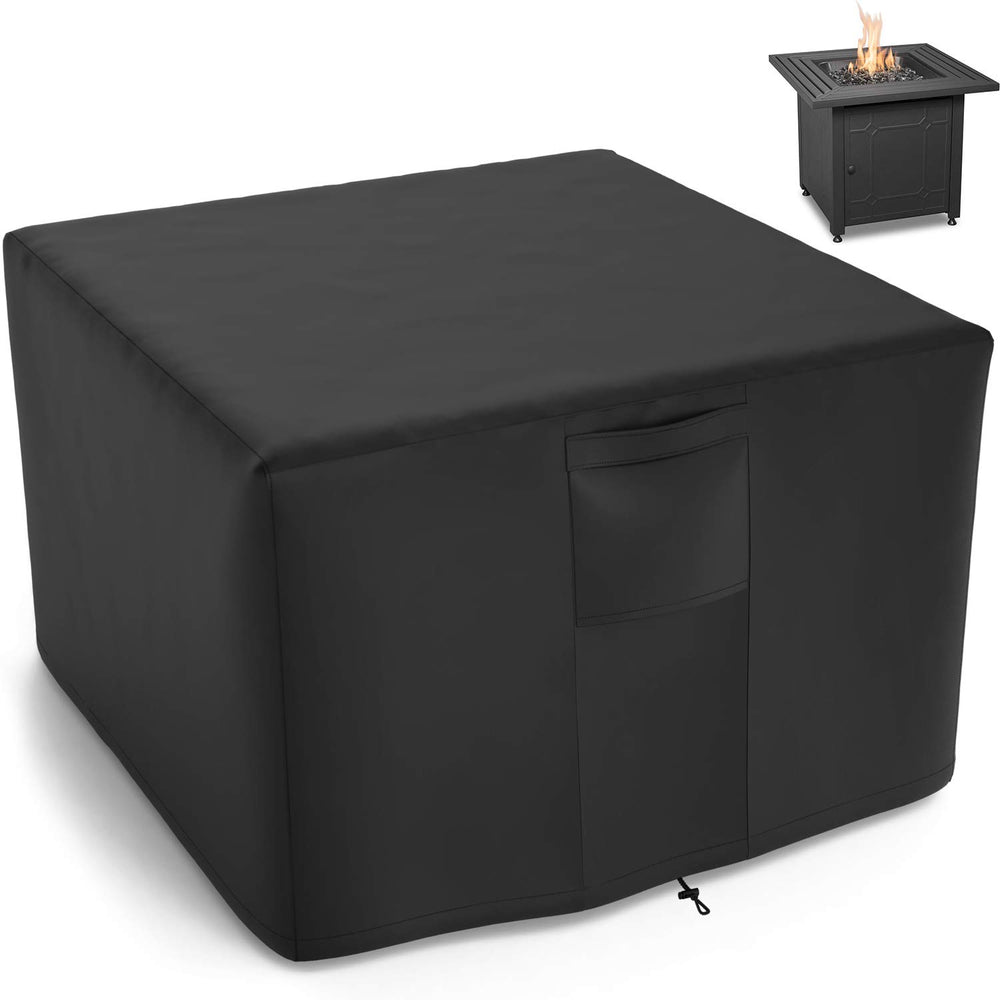 NUPICK 30 Inch Square Fire Pit Cover, Black, front view