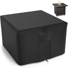 NUPICK 30 Inch Square Fire Pit Cover, Black, front view