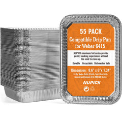 NUPICK 55 Pack disposable aluminum foil drip pans for grilling