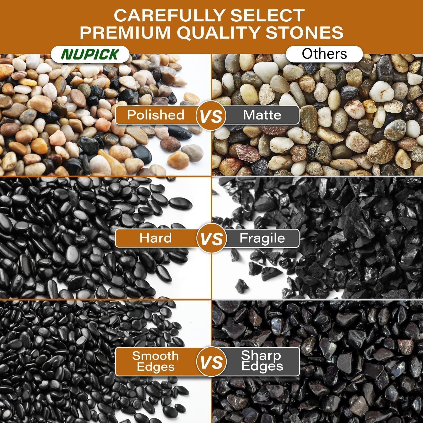 NUPICK decorative stones arranged in a pot