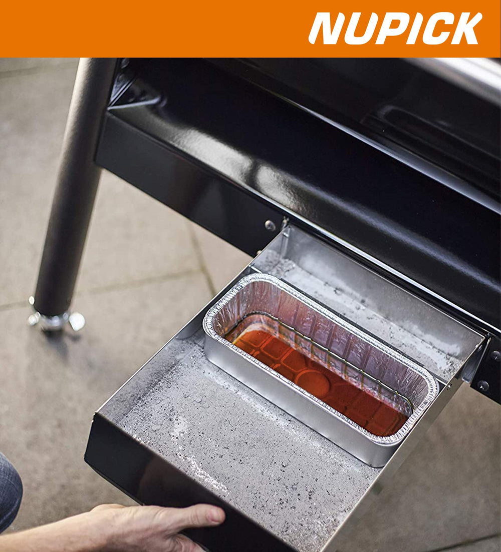 NUPICK disposable drip pan beside grilled food