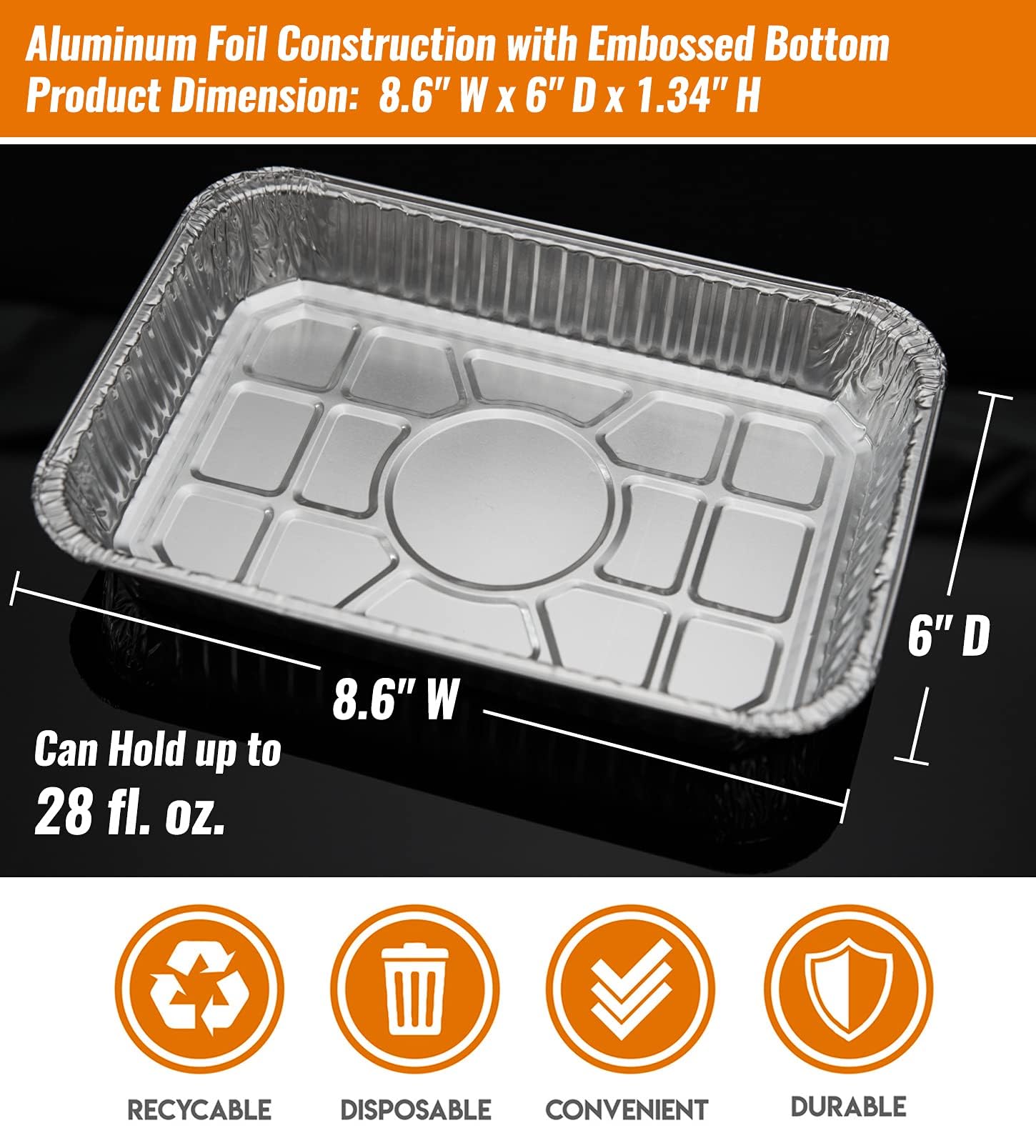NUPICK drip pans ready for grilling, with aluminum foil texture