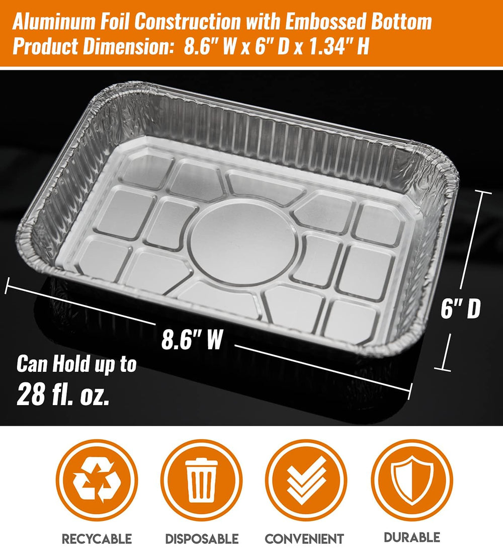 NUPICK drip pans ready for grilling, with aluminum foil texture