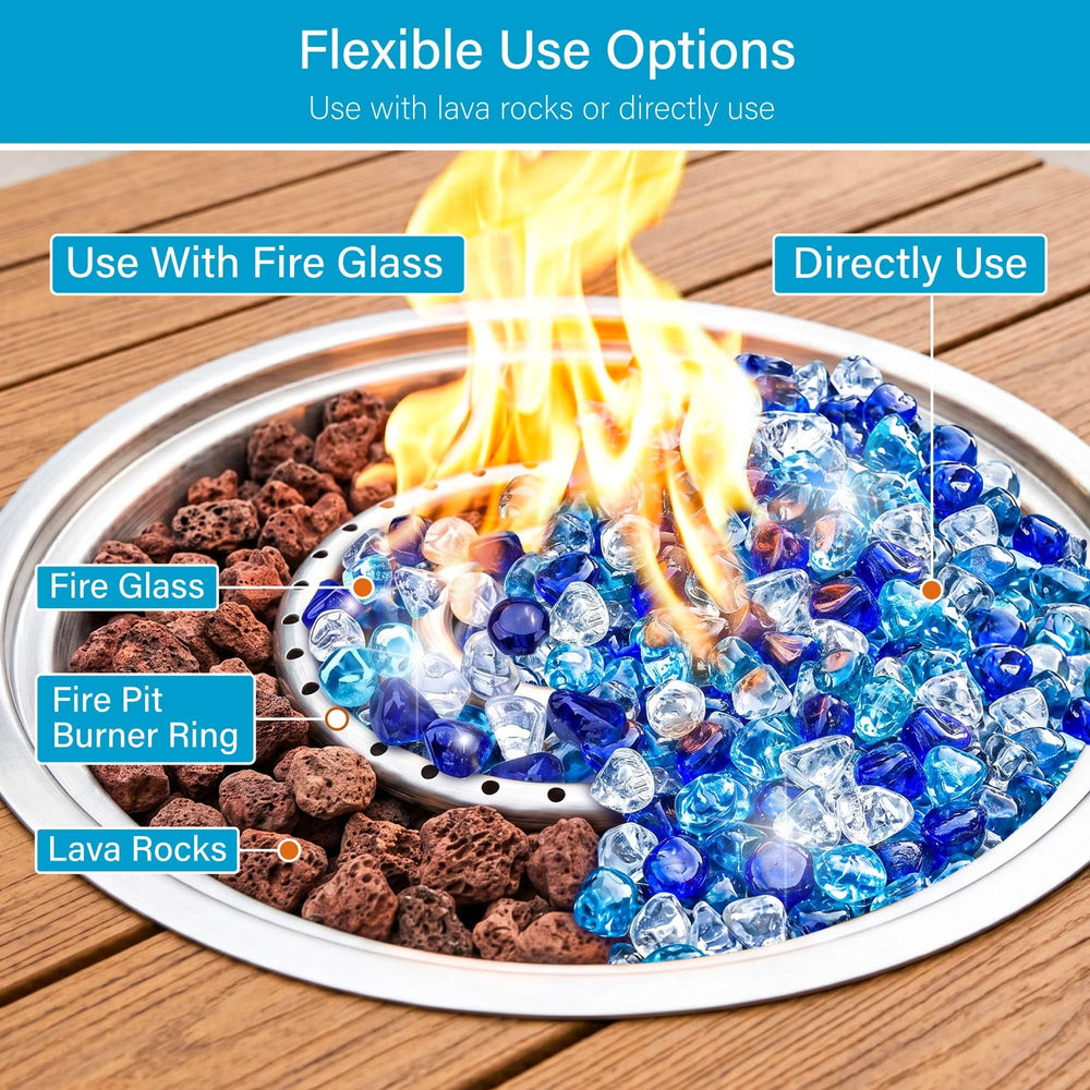 NUPICK Fire Glass displayed as a table centerpiece
