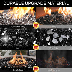 NUPICK fire glass displayed in a fire pit