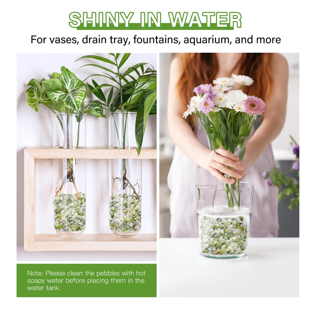 NUPICK pebbles displayed in a decorative vase