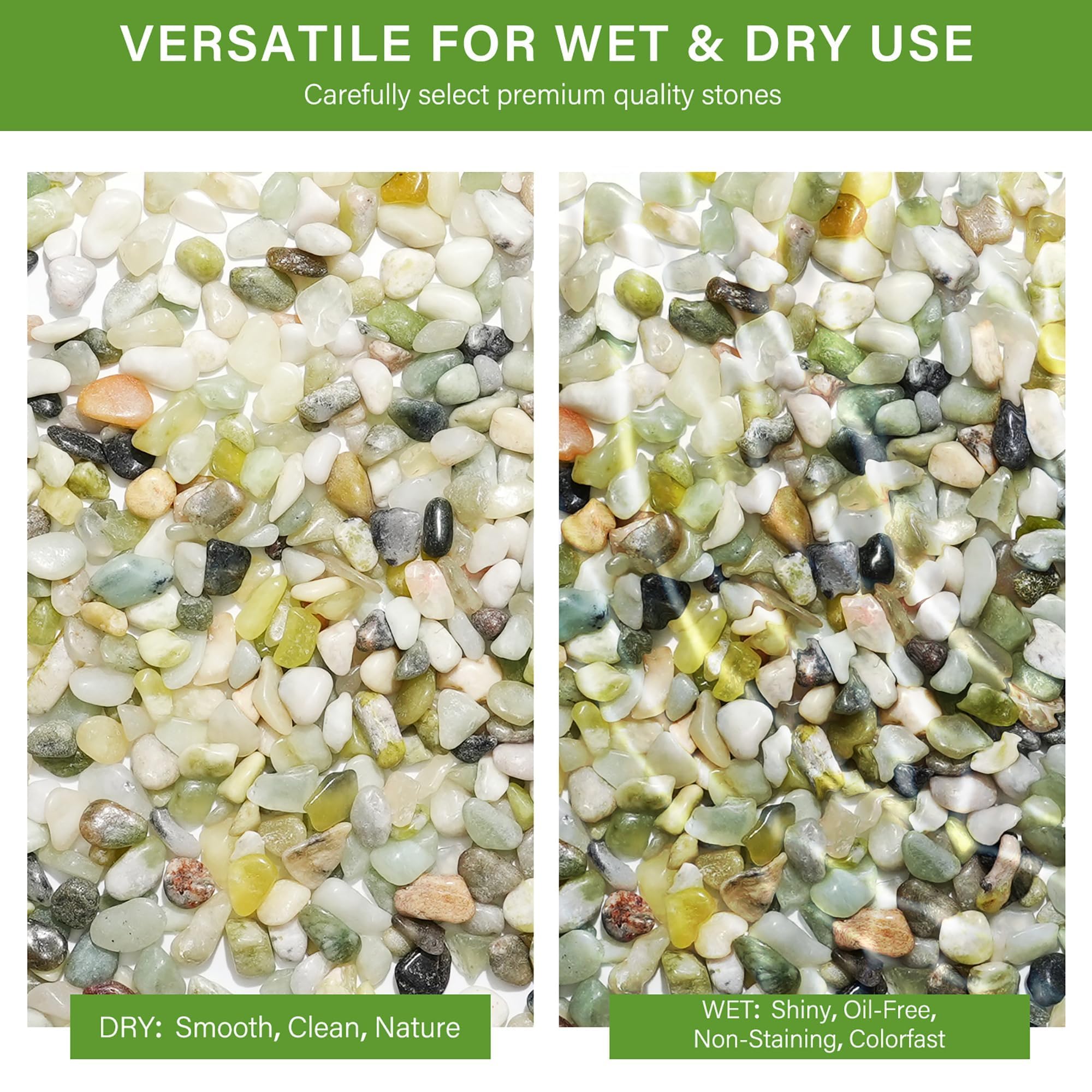 NUPICK pebbles in a clear vase, showcasing versatility