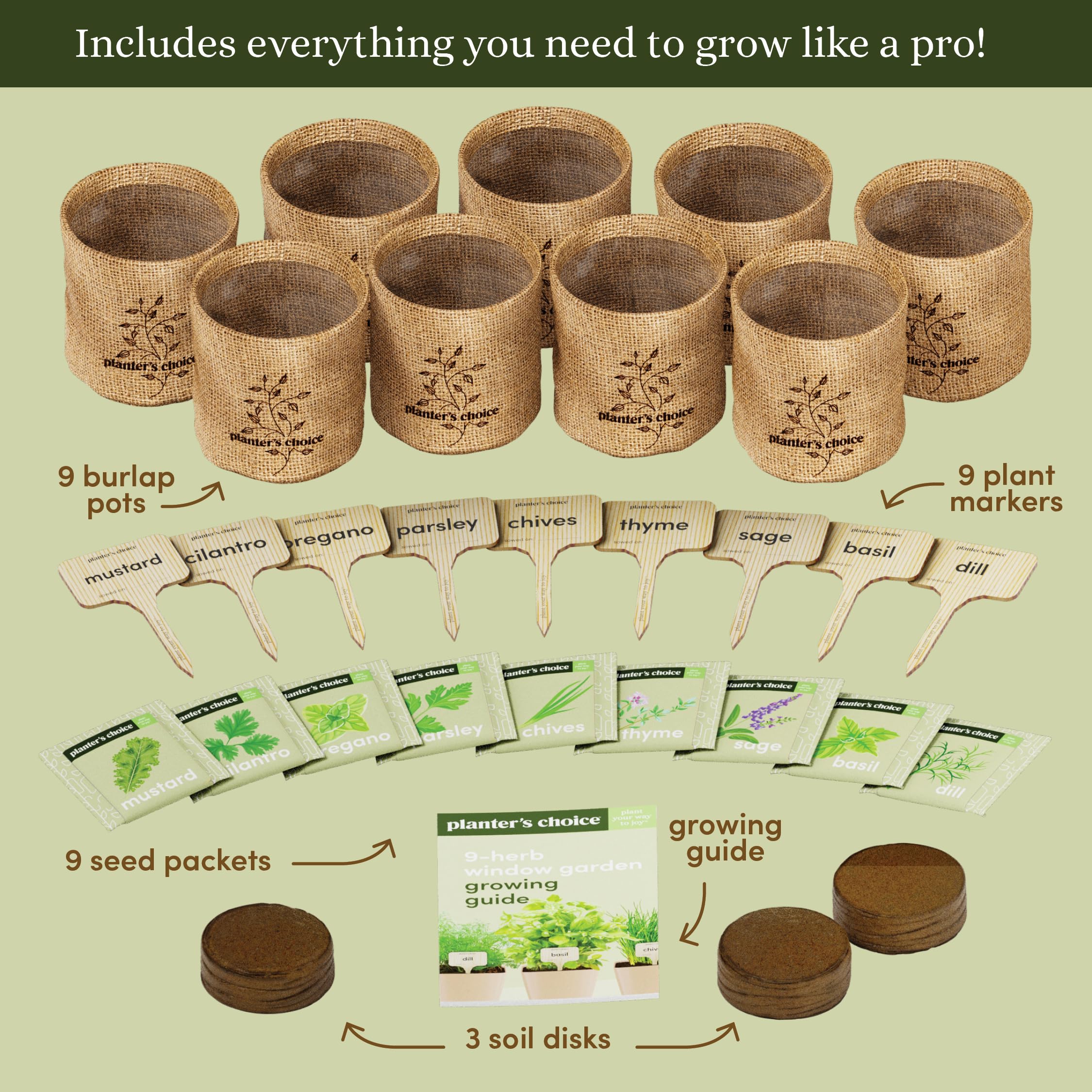 Nutrient-rich soil discs for herb planting in the kit