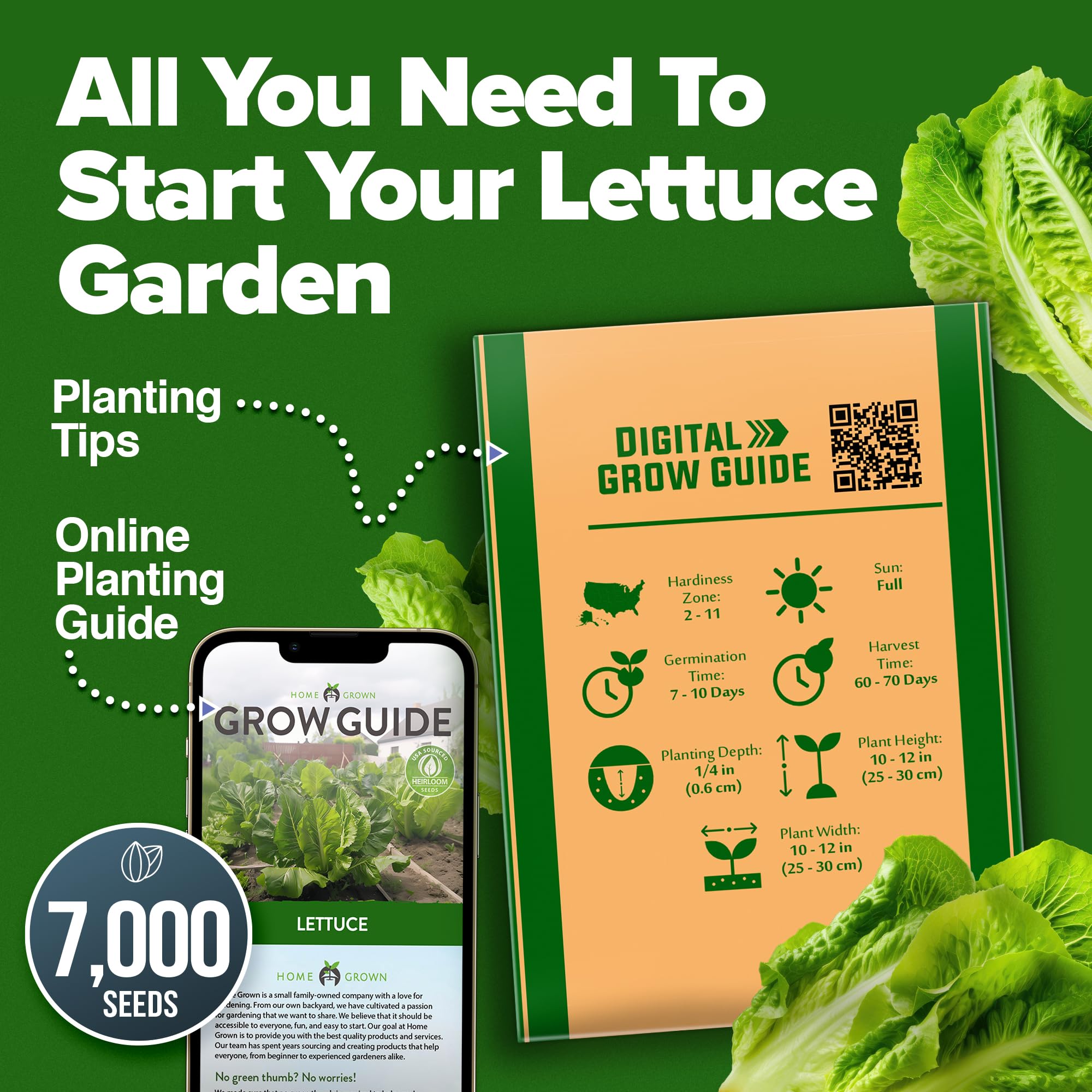 Nutritional information of romaine lettuce on a table