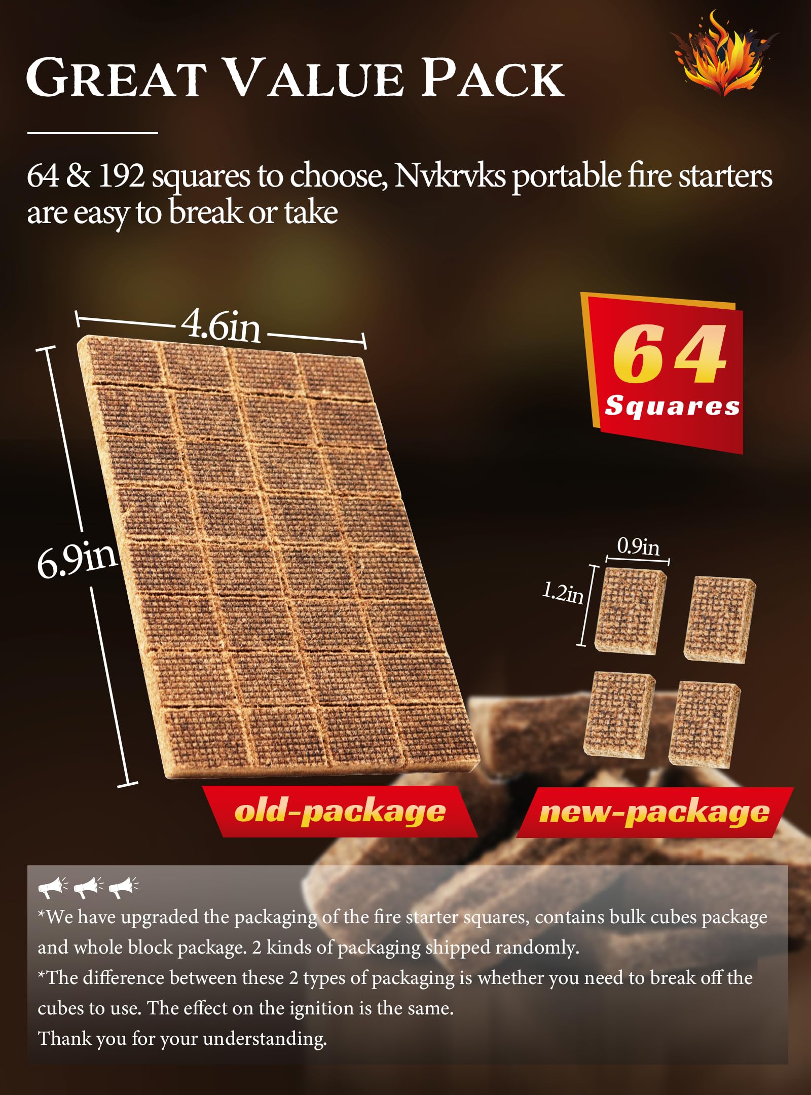 Nvkrvks Fire Starter Squares in packaging
