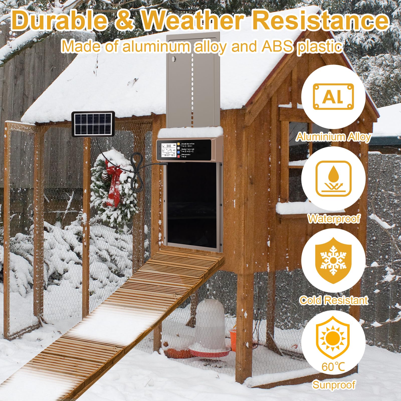NyPots Chicken Coop Door showing installation screws