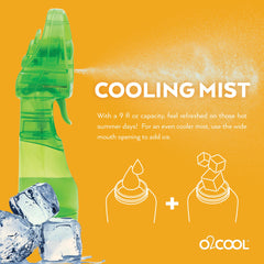O2COOL Deluxe Handheld Misting Fan Green with misting feature