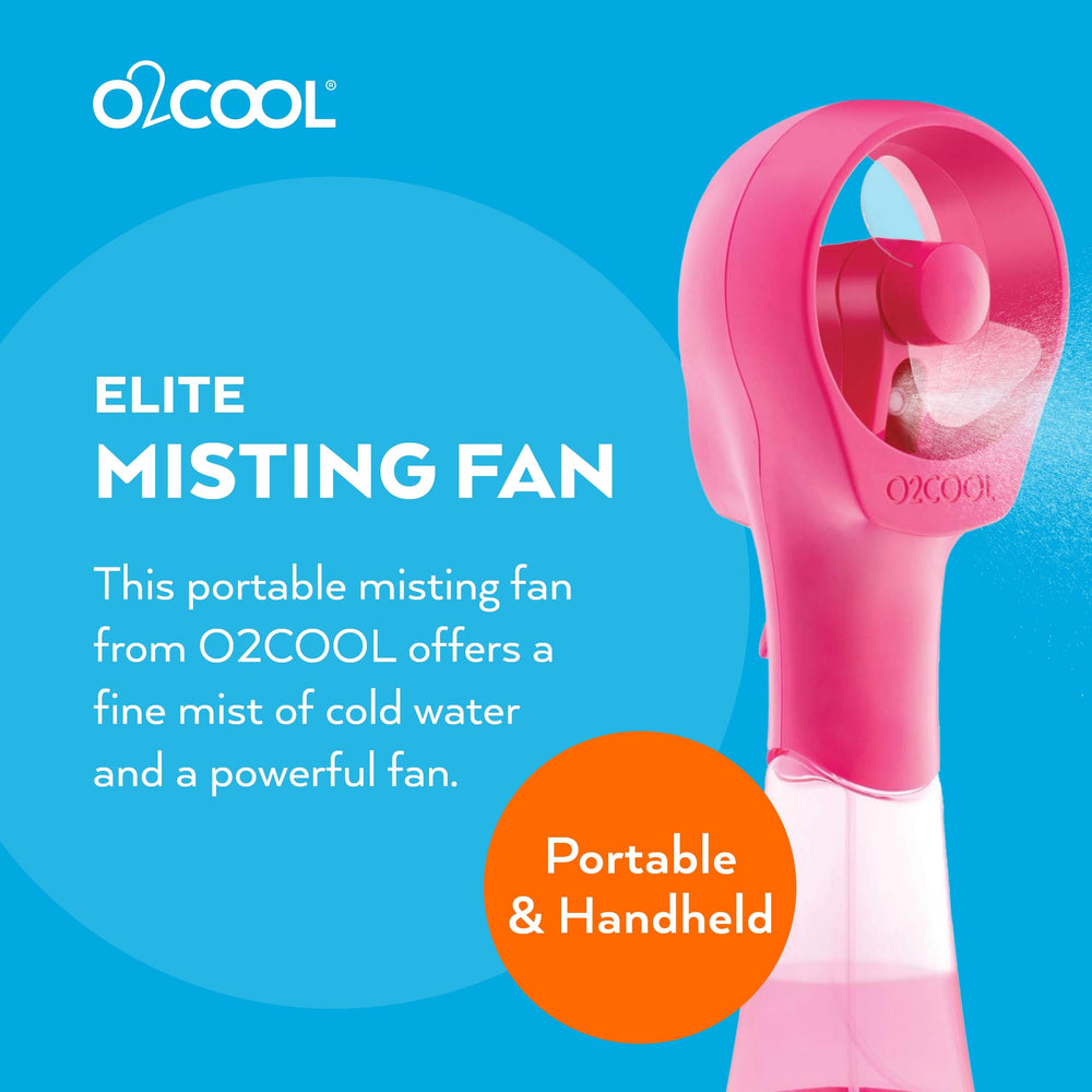 O2COOL handheld misting fan raspberry side view
