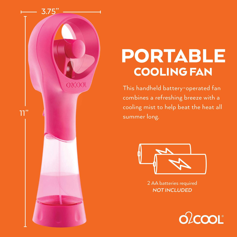 O2COOL handheld misting fan raspberry with water and ice