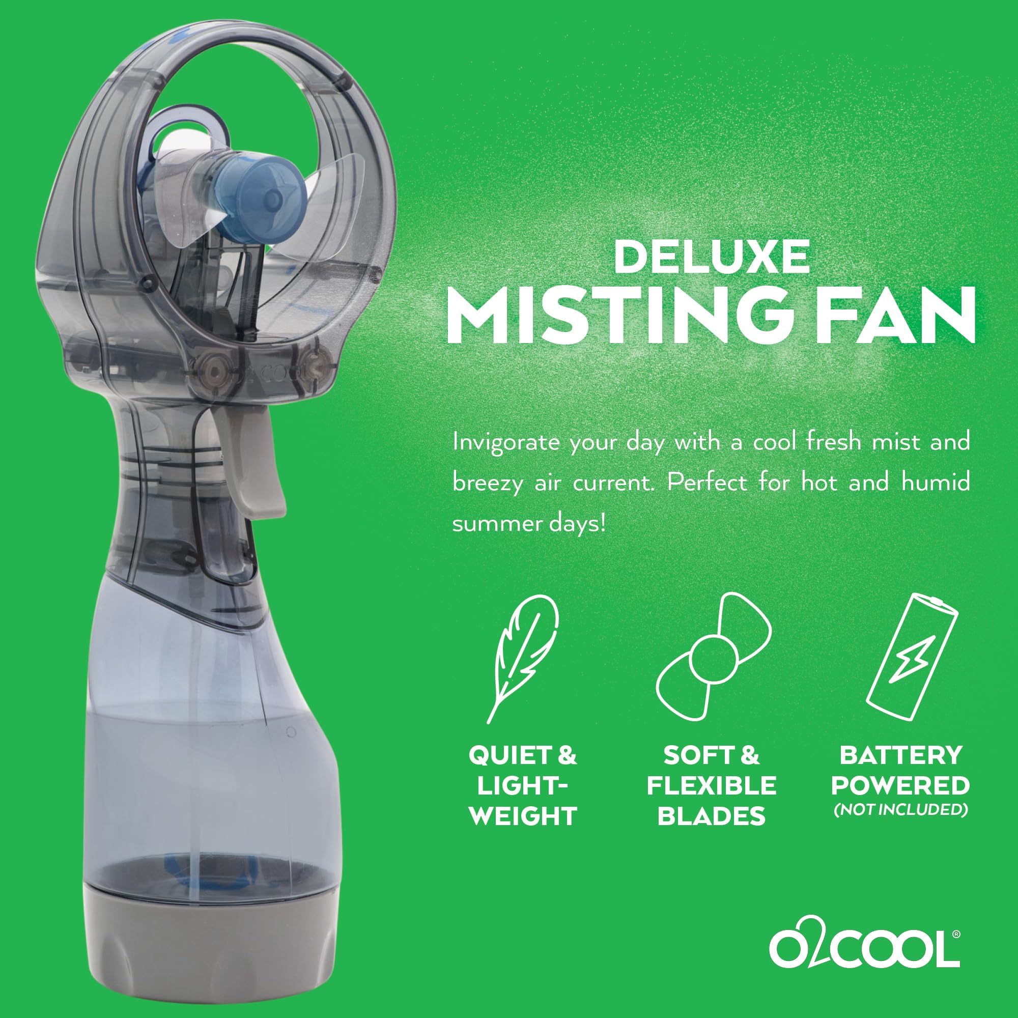 O2COOL misting fan in use at the beach